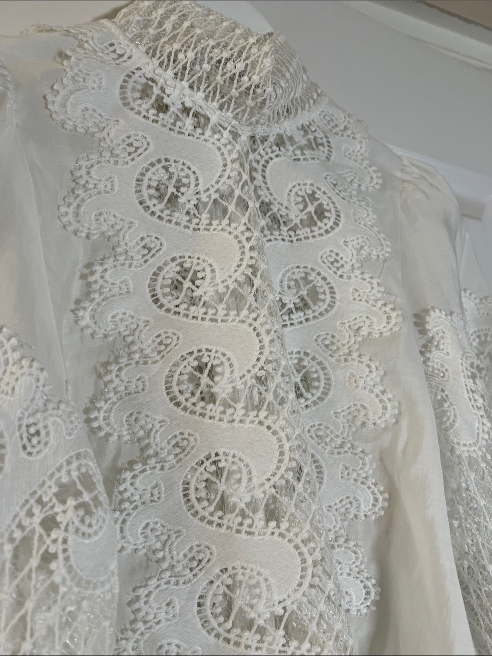 White Lace Victorian-Inspired Blouse with zipper closure - Picture 2 of 9